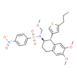 ChemSpider 2D Image | N-[(1S,2R)-6,7-Dimethoxy-1-(5-propyl-3-thienyl)-1,2,3,4-tetrahydro-2-naphthalenyl]-N-(methoxymethyl)-4-nitrobenzenesulfonamide | C27H32N2O7S2