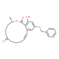 ChemSpider 2D Image | (3S,11Z)-14-(Benzyloxy)-16-hydroxy-3-methyl-3,4,5,6,9,10-hexahydro-1H-2-benzoxacyclotetradecine-1,7(8H)-dione | C25H28O5