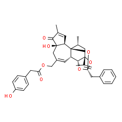 ChemSpider 2D Image | [(1S,2R,6R,10S,11R,13S,15R,17R)-13-Benzyl-6-hydroxy-15-isopropenyl-4,17-dimethyl-5-oxo-12,14,18-trioxapentacyclo[11.4.1.0~1,10~.0~2,6~.0~11,15~]octadeca-3,8-dien-8-yl]methyl (4-hydroxyphenyl)acetate | C36H38O8