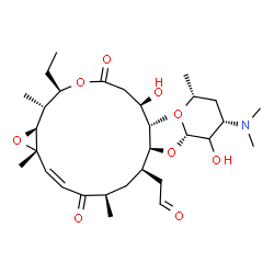 ChemSpider 2D Image | (1S,2R,3R,7R,8S,9S,10R,12R,14Z,16S)-3-Ethyl-7-hydroxy-2,8,12,16-tetramethyl-5,13-dioxo-10-(2-oxoethyl)-4,17-dioxabicyclo[14.1.0]heptadec-14-en-9-yl (2xi)-3,4,6-trideoxy-3-(dimethylamino)-beta-D-threo-
hexopyranoside | C31H51NO9