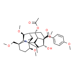 ChemSpider 2D Image | (1alpha,7beta,14alpha,16beta)-20-Ethyl-13-hydroxy-1,6,16-trimethoxy-14-(4-methoxybenzoyl)-4-(methoxymethyl)aconitan-8-yl acetate | C35H49NO9