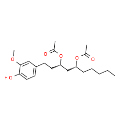 ChemSpider 2D Image | (3S,5R)-1-(4-Hydroxy-3-methoxyphenyl)-3,5-decanediyl diacetate | C21H32O6