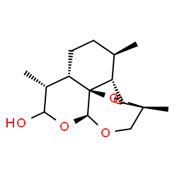 ChemSpider 2D Image | (1R,4S,7R,8S,11R,12S,13R)-1,7,11-Trimethyl-3,5,14,15-tetraoxatetracyclo[10.3.1.0~4,13~.0~8,13~]hexadecan-6-ol | C15H24O5