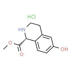 ChemSpider 2D Image | Methyl (1R)-6-hydroxy-1,2,3,4-tetrahydro-1-isoquinolinecarboxylate hydrochloride (1:1) | C11H14ClNO3