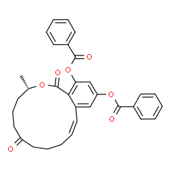 ChemSpider 2D Image | (3S,11Z)-3-Methyl-1,7-dioxo-3,4,5,6,7,8,9,10-octahydro-1H-2-benzoxacyclotetradecine-14,16-diyl dibenzoate | C32H30O7