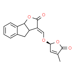 ChemSpider 2D Image | (3E)-3-({[(2S)-4-Methyl-5-oxo-2,5-dihydro-2-furanyl]oxy}methylene)-3,3a,4,8b-tetrahydro-2H-indeno[1,2-b]furan-2-one | C17H14O5