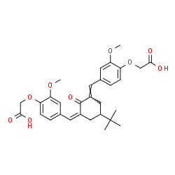 ChemSpider 2D Image | (4-{(E)-[(3Z)-3-[4-(Carboxymethoxy)-3-methoxybenzylidene]-5-(2-methyl-2-propanyl)-2-oxocyclohexylidene]methyl}-2-methoxyphenoxy)acetic acid | C30H34O9