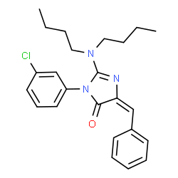 ChemSpider 2D Image | (5E)-5-Benzylidene-3-(3-chlorophenyl)-2-(dibutylamino)-3,5-dihydro-4H-imidazol-4-one | C24H28ClN3O