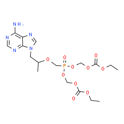 ChemSpider 2D Image | Bis{[(ethoxycarbonyl)oxy]methyl} ({[1-(6-amino-9H-purin-9-yl)-2-propanyl]oxy}methyl)phosphonate | C17H26N5O10P