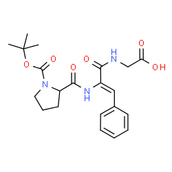 ChemSpider 2D Image | N-{(2Z)-2-[(1-{[(2-Methyl-2-propanyl)oxy]carbonyl}prolyl)amino]-3-phenyl-2-propenoyl}glycine | C21H27N3O6