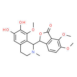 ChemSpider 2D Image | 3-(6,7-Dihydroxy-8-methoxy-2-methyl-1,2,3,4-tetrahydro-1-isoquinolinyl)-6,7-dimethoxy-2-benzofuran-1(3H)-one | C21H23NO7