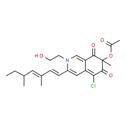 ChemSpider 2D Image | 5-Chloro-3-[(1E,3E)-3,5-dimethyl-1,3-heptadien-1-yl]-2-(2-hydroxyethyl)-7-methyl-6,8-dioxo-2,6,7,8-tetrahydro-7-isoquinolinyl acetate | C23H28ClNO5