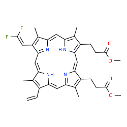ChemSpider 2D Image | Dimethyl 3,3'-[8-(2,2-difluorovinyl)-3,7,12,17-tetramethyl-13-vinyl-2,18-porphyrindiyl]dipropanoate | C36H36F2N4O4