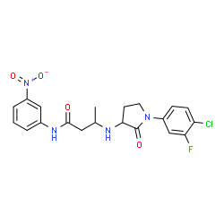 ChemSpider 2D Image | 3-{[1-(4-Chloro-3-fluorophenyl)-2-oxo-3-pyrrolidinyl]amino}-N-(3-nitrophenyl)butanamide | C20H20ClFN4O4