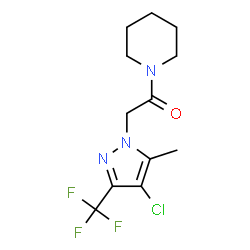 ChemSpider 2D Image | 2-[4-Chloro-5-methyl-3-(trifluoromethyl)-1H-pyrazol-1-yl]-1-(1-piperidinyl)ethanone | C12H15ClF3N3O