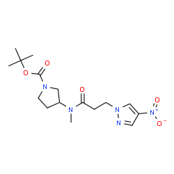 ChemSpider 2D Image | 2-Methyl-2-propanyl 3-{methyl[3-(4-nitro-1H-pyrazol-1-yl)propanoyl]amino}-1-pyrrolidinecarboxylate | C16H25N5O5