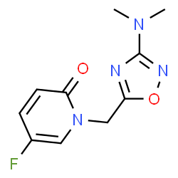 ChemSpider 2D Image | 1-{[3-(Dimethylamino)-1,2,4-oxadiazol-5-yl]methyl}-5-fluoro-2(1H)-pyridinone | C10H11FN4O2