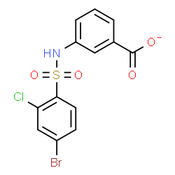 ChemSpider 2D Image | 3-{[(4-Bromo-2-chlorophenyl)sulfonyl]amino}benzoate | C13H8BrClNO4S