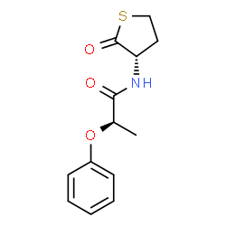 ChemSpider 2D Image | (2R)-N-[(3S)-2-Oxotetrahydro-3-thiophenyl]-2-phenoxypropanamide | C13H15NO3S