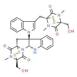 ChemSpider 2D Image | (1S,3S,11R,14R)-14-(Hydroxymethyl)-3-(3-{[(1R,4R)-4-(hydroxymethyl)-5,7-dimethyl-6,8-dioxo-2,3-dithia-5,7-diazabicyclo[2.2.2]oct-1-yl]methyl}-1H-indol-1-yl)-18-methyl-15,16-dithia-10,12,18-triazapenta
cyclo[12.2.2.0~1,12~.0~3,11~.0~4,9~]octadeca-4,6,8-triene-13,17-dione | C31H30N6O6S4