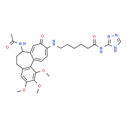 ChemSpider 2D Image | 6-[(7-Acetamido-1,2,3-trimethoxy-9-oxo-5,6,7,9-tetrahydrobenzo[a]heptalen-10-yl)amino]-N-(4H-1,2,4-triazol-3-yl)hexanamide | C29H36N6O6