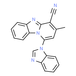 ChemSpider 2D Image | 1-(1H-Benzimidazol-1-yl)-3-methylpyrido[1,2-a]benzimidazole-4-carbonitrile | C20H13N5