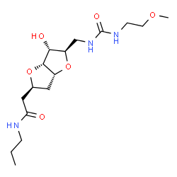 ChemSpider 2D Image | (1S,6R)-1,4:3,6-Dianhydro-2-deoxy-6-({[(2-methoxyethyl)carbamoyl]amino}methyl)-1-[2-oxo-2-(propylamino)ethyl]-D-arabino-hexitol | C16H29N3O6