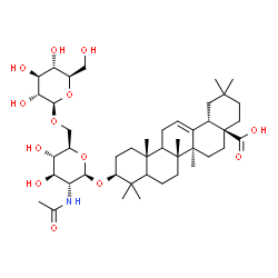 ChemSpider 2D Image | (3beta,5xi,9xi)-3-{[2-Acetamido-2-deoxy-6-O-(beta-D-glucopyranosyl)-beta-D-glucopyranosyl]oxy}olean-12-en-28-oic acid | C44H71NO13