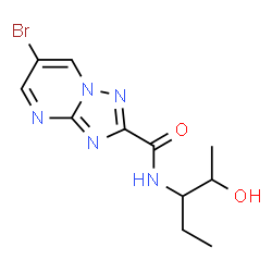 ChemSpider 2D Image | 6-Bromo-N-(2-hydroxy-3-pentanyl)[1,2,4]triazolo[1,5-a]pyrimidine-2-carboxamide | C11H14BrN5O2