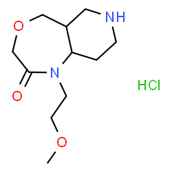 ChemSpider 2D Image | 1-(2-Methoxyethyl)octahydropyrido[4,3-e][1,4]oxazepin-2(3H)-one hydrochloride (1:1) | C11H21ClN2O3