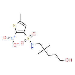 ChemSpider 2D Image | N-(5-Hydroxy-2,2-dimethylpentyl)-5-methyl-2-nitro-3-thiophenesulfonamide | C12H20N2O5S2