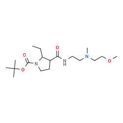 ChemSpider 2D Image | 2-Methyl-2-propanyl 2-ethyl-3-({2-[(2-methoxyethyl)(methyl)amino]ethyl}carbamoyl)-1-pyrrolidinecarboxylate | C18H35N3O4