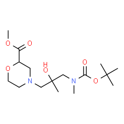 ChemSpider 2D Image | Methyl 4-[2-hydroxy-2-methyl-3-(methyl{[(2-methyl-2-propanyl)oxy]carbonyl}amino)propyl]-2-morpholinecarboxylate | C16H30N2O6