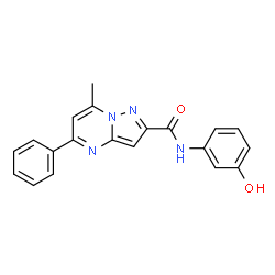 ChemSpider 2D Image | N-(3-Hydroxyphenyl)-7-methyl-5-phenylpyrazolo[1,5-a]pyrimidine-2-carboxamide | C20H16N4O2