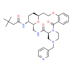 ChemSpider 2D Image | N-[(1R,5S,21S,24R)-4,11-Dioxo-7-(3-pyridinylmethyl)-18,25-dioxa-3,7,10-triazatetracyclo[19.3.1.0~5,10~.0~12,17~]pentacosa-12,14,16-trien-24-yl]-3,3-dimethylbutanamide | C32H43N5O5