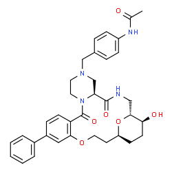 ChemSpider 2D Image | N-(4-{[(1R,5S,21S,24S)-24-Hydroxy-4,11-dioxo-15-phenyl-18,25-dioxa-3,7,10-triazatetracyclo[19.3.1.0~5,10~.0~12,17~]pentacosa-12,14,16-trien-7-yl]methyl}phenyl)acetamide | C35H40N4O6