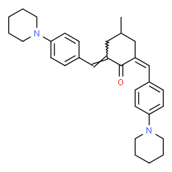 ChemSpider 2D Image | (2Z,6E)-4-Methyl-2,6-bis[4-(1-piperidinyl)benzylidene]cyclohexanone | C31H38N2O