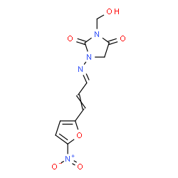 ChemSpider 2D Image | 3-(Hydroxymethyl)-1-{(E)-[3-(5-nitro-2-furyl)-2-propen-1-ylidene]amino}-2,4-imidazolidinedione | C11H10N4O6