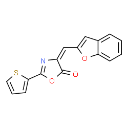 ChemSpider 2D Image | (4E)-4-(1-Benzofuran-2-ylmethylene)-2-(2-thienyl)-1,3-oxazol-5(4H)-one | C16H9NO3S