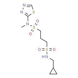 ChemSpider 2D Image | N'-(Cyclopropylmethyl)-N-methyl-N-(1,3,4-thiadiazol-2-yl)-1,3-propanedisulfonamide | C10H18N4O4S3