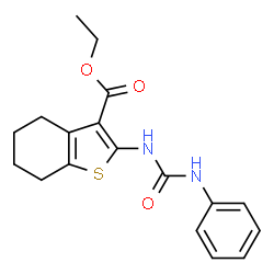 ChemSpider 2D Image | Ethyl 2-[(phenylcarbamoyl)amino]-4,5,6,7-tetrahydro-1-benzothiophene-3-carboxylate | C18H20N2O3S