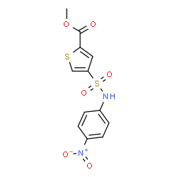 ChemSpider 2D Image | Methyl 4-[(4-nitrophenyl)sulfamoyl]-2-thiophenecarboxylate | C12H10N2O6S2