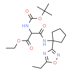 ChemSpider 2D Image | 5-Ethyl-3-{1-[(O-ethyl-N-{[(2-methyl-2-propanyl)oxy]carbonyl}-3-oxoseryl)amino]cyclopentyl}-1,2,4-oxadiazole | C19H30N4O6