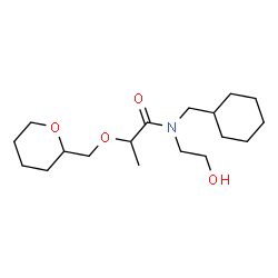 ChemSpider 2D Image | N-(Cyclohexylmethyl)-N-(2-hydroxyethyl)-2-(tetrahydro-2H-pyran-2-ylmethoxy)propanamide | C18H33NO4