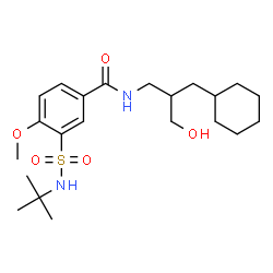 ChemSpider 2D Image | N-[3-Cyclohexyl-2-(hydroxymethyl)propyl]-4-methoxy-3-[(2-methyl-2-propanyl)sulfamoyl]benzamide | C22H36N2O5S