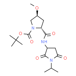 ChemSpider 2D Image | 2-Methyl-2-propanyl (2R,4S)-2-[(1-isopropyl-2,5-dioxo-3-pyrrolidinyl)carbamoyl]-4-methoxy-1-pyrrolidinecarboxylate | C18H29N3O6