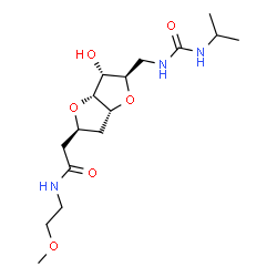 ChemSpider 2D Image | (1S,6R)-1,4:3,6-Dianhydro-2-deoxy-6-{[(isopropylcarbamoyl)amino]methyl}-1-{2-[(2-methoxyethyl)amino]-2-oxoethyl}-D-arabino-hexitol | C16H29N3O6