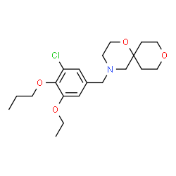 ChemSpider 2D Image | 4-(3-Chloro-5-ethoxy-4-propoxybenzyl)-1,9-dioxa-4-azaspiro[5.5]undecane | C20H30ClNO4