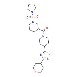 ChemSpider 2D Image | [1-(1-Pyrrolidinylsulfonyl)-3-piperidinyl]{4-[3-(tetrahydro-2H-pyran-4-yl)-1,2,4-oxadiazol-5-yl]-1-piperidinyl}methanone | C22H35N5O5S