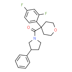 ChemSpider 2D Image | [4-(2,4-Difluorophenyl)tetrahydro-2H-pyran-4-yl](3-phenyl-1-pyrrolidinyl)methanone | C22H23F2NO2